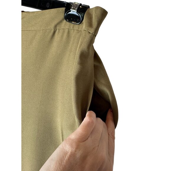 Lafayette 148 Pants Women XL Tan Khaki Silk Elastic Waist Wide‎ Leg Trousers - Picture 5 of 9